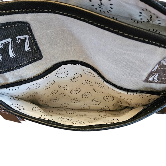 Ebony Woven Upcycled Canvas Crossbody Bag - Picture 6 of 6